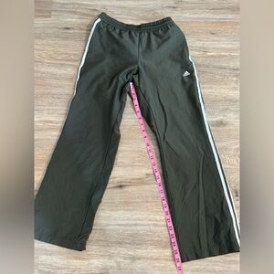 adidas Olive Green Track Pants with White Side Stripes